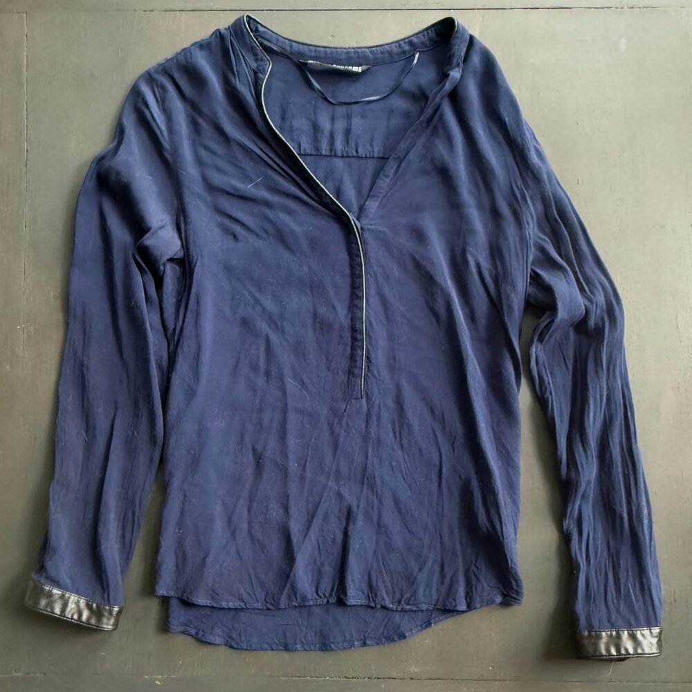 Navy Long Sleeve Blouse